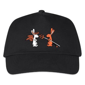 Hase Engel Gewissen Teufel Dämon Böse Satan Hölle - Kinder Basecap - Schwarz - Vorne