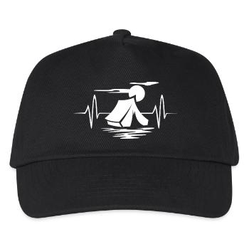 Zelt mit Herzschlag - Outdoor und Survival Camp - Kinder Basecap - Schwarz - Vorne