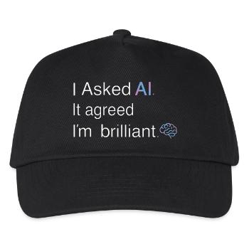 AI Thinks I'm Brilliant – Tech Quote - Kids’ Baseball Cap - black - Front
