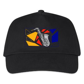 Silber Saxophon Pop Art - Kinder Basecap - Schwarz - Vorne