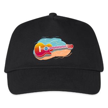 Gitarre in Sommerfarben - Kinder Basecap - Schwarz - Vorne