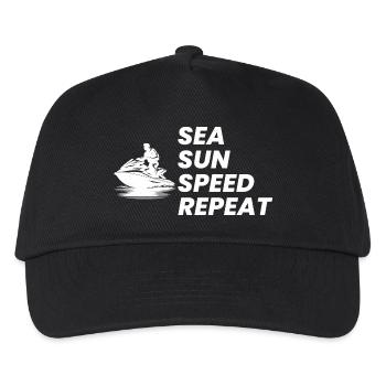 Funny Jet Ski Summer Speed Repeat  - Kids’ Baseball Cap - black - Front