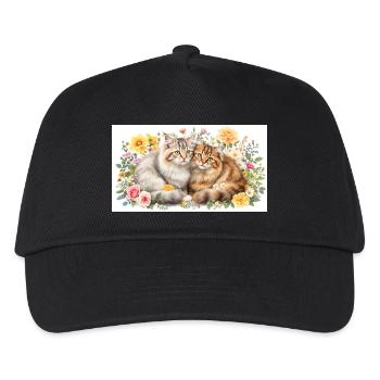 Pastellfarbene Katzen blühen im Frühling - Kinder Basecap - Schwarz - Vorne