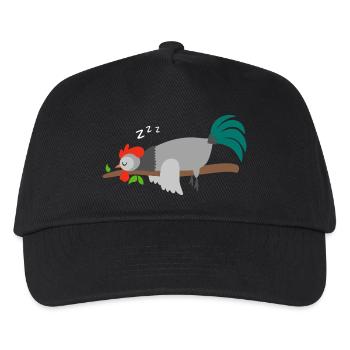 Hahn Huhn Gockel Hühner Hähne Schlafanzug Shirt - Kinder Basecap - Schwarz - Vorne
