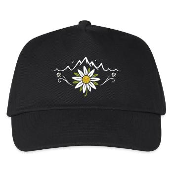 Edelweiß Berge - Volksfest Natur Design - Kinder Basecap - Schwarz - Vorne