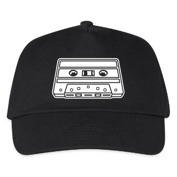 Kassette Perspektive – Retro Mixtape Design - Kinder Basecap - Schwarz - Vorne