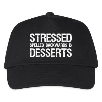 Stressed Spelled Backwards is Desserts - Kids’ Baseball Cap - black - Front