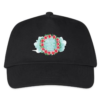 You’re Loved & Enough – Aquarell Blumenkranz - Kinder Basecap - Schwarz - Vorne