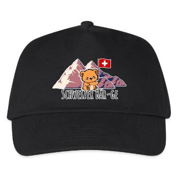 Schweizer Berge äh Bär-ge! putziger Schweizer Bär - Kinder Basecap - Schwarz - Vorne