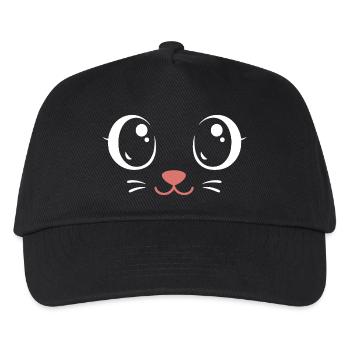 Karnevals Mieze | Big Face Kostüm Verkleidung - Kinder Basecap - Schwarz - Vorne
