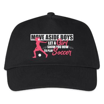 Move Aside Boys Let A Girl Play Soccer - Kinder Basecap - Schwarz - Vorne