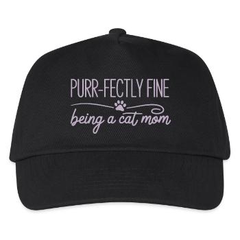 Purr Fectly Fine Being A Cat Mom Katzenmama - Kids’ Baseball Cap - black - Front