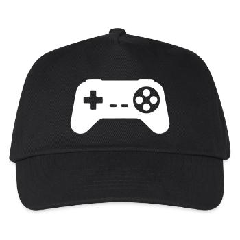 Retro Gamepad Silhouette - Kinder Basecap - Schwarz - Vorne