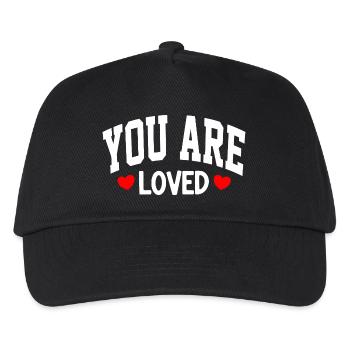 You Are Loved Herz Typografie - Kinder Basecap - Schwarz - Vorne