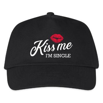 Küss mich, ich bin Single Lippenstift Küss Tee - Kinder Basecap - Schwarz - Vorne