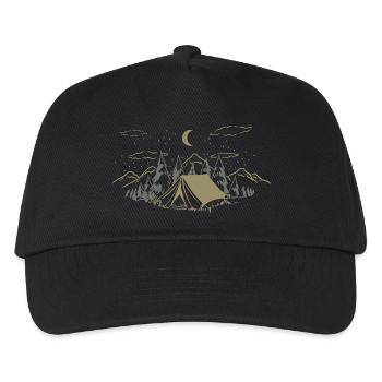 Night Camp Tent in Pines - Kids’ Baseball Cap - black - Front