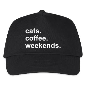 Coffee Cats Weekends Cute Kawaii Caffeine Gift - Kids’ Baseball Cap - black - Front