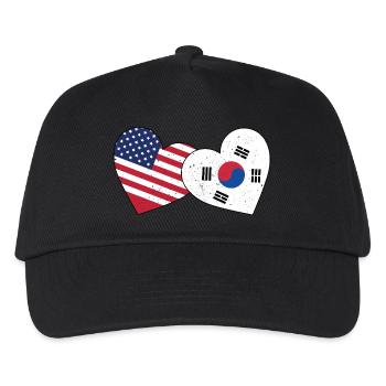 Südkorea und US-Flagge Amerikanisch Koreanisch - Kinder Basecap - Schwarz - Vorne