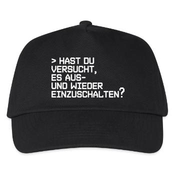Tech Neustart Spruch: Aus- und Einschalten - Kinder Basecap - Schwarz - Vorne
