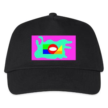 Geometrische Farbblock Collage Neon - Kinder Basecap - Schwarz - Vorne