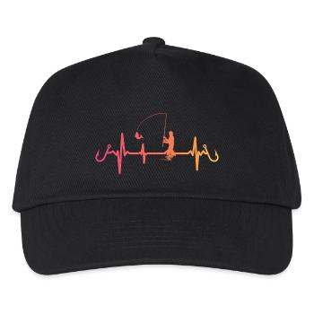 Angeln Sunset Heartbeat Angler Angelrute - Kinder Basecap - Schwarz - Vorne