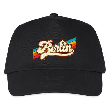 Berlin - Retro Sticker - Deutschalnd - Germany - Kinder Basecap - Schwarz - Vorne