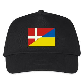 Dänemarkische Ukraine-Flagge – dänische und ukrainische Flagge - Kinder Basecap - Schwarz - Vorne
