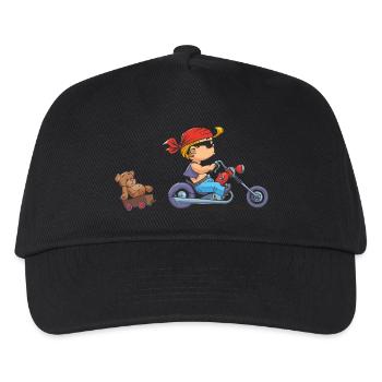 CD - Baby Biker mit Teddy Bär Anhänger - Kinder - Kinder Basecap - Schwarz - Vorne