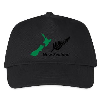 New Zealand - Map & Fern - Kinder Basecap - Schwarz - Vorne