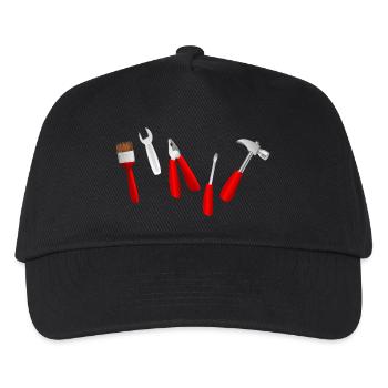 tool tools brush hammer screwdriver pliers - Kids’ Baseball Cap - black - Front