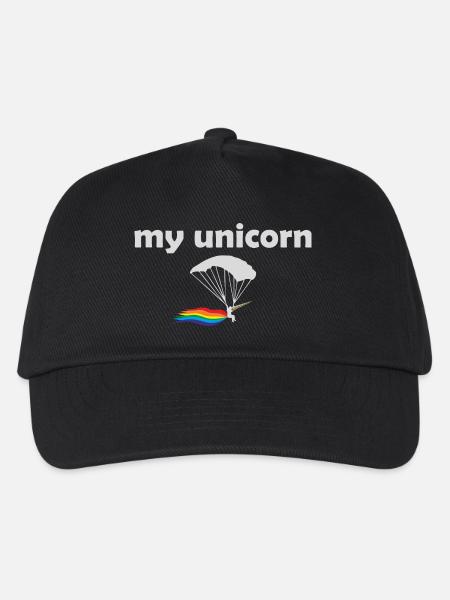 Einhorn Fallschirmspringer Skydiver Geschenk - Kinder Basecap - Schwarz