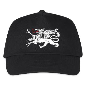 Griffon Rostock en blanc avec languette rouge - Casquette de baseball Enfant - noir - Devant