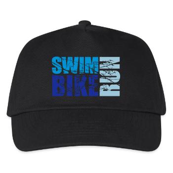 risse kratzer stempel swim bike run text logo tria - Kinder Basecap - Schwarz - Vorne