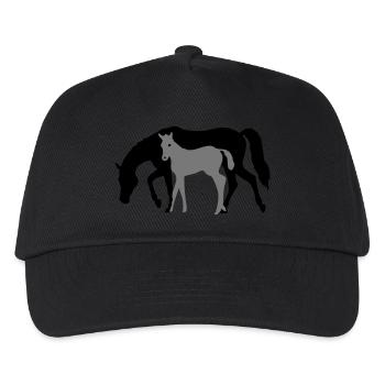 Mare and Foal Horse Design - Kids’ Baseball Cap - black - Front