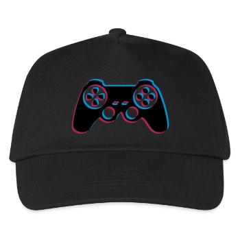 3d controller design logo clip art cool gamer zocke - Kids’ Baseball Cap - black - Front