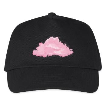 einzelne flauschige weiße Wolke in Rosarot - Kinder Basecap - Schwarz - Vorne