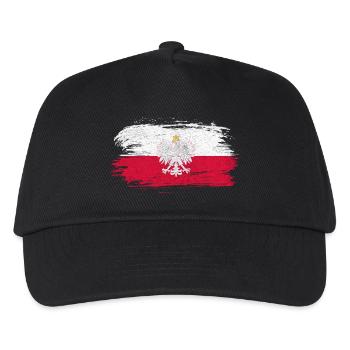 Polen Vintage Flagge - Kinder Basecap - Schwarz - Vorne