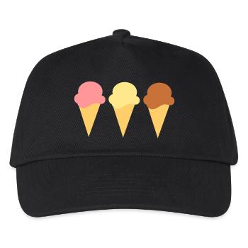 Eis Eiscreme Erdbeereis Vanilleeis Schokoeis - Kinder Basecap - Schwarz - Vorne