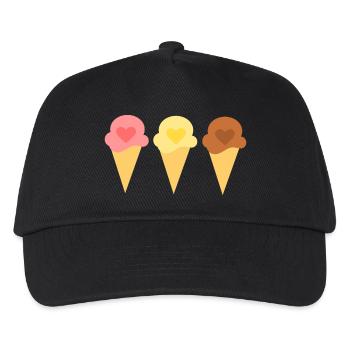 Eis Herz Eiscreme Erdbeereis Eisdiele Geschenk - Kinder Basecap - Schwarz - Vorne