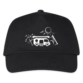 camping outdoor Reisen Outdoor Symbol icon Logo - Kinder Basecap - Schwarz - Vorne
