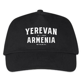 Yerevan Armenien Koordinaten - Kinder Basecap - Schwarz - Vorne