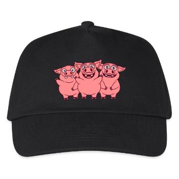 Witzige lustige Schweine Team - Kinder Basecap - Schwarz - Vorne