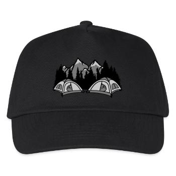 Wald Camper draußen leben - Kinder Basecap - Schwarz - Vorne
