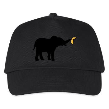Large Banana Elephant Silhouette - Kids’ Baseball Cap - black - Front