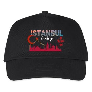 Istanbuler Skyline-Silhouette - Kinder Basecap - Schwarz - Vorne