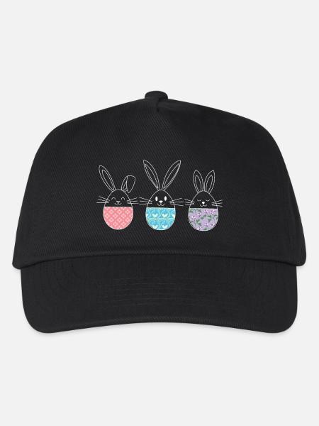 Ostern, süße Osterhasen Ostereier Zeichnung - Kinder Basecap - Schwarz