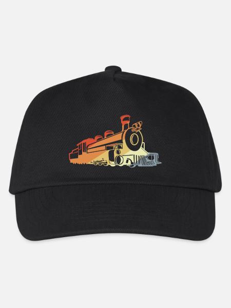 Vintage Dampflokomotive - Kinder Basecap - Schwarz