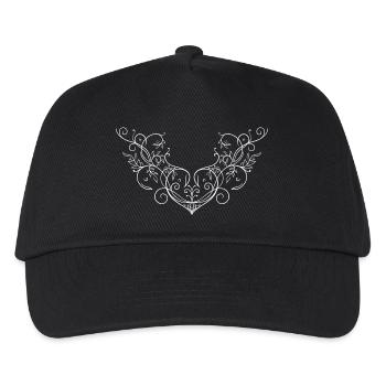 Heart Leaves Ornament Tattoo Flourish - Kids’ Baseball Cap - black - Front