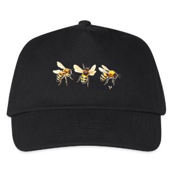 Wasserfarbene Honigbienen Trio - Kinder Basecap - Schwarz - Vorne