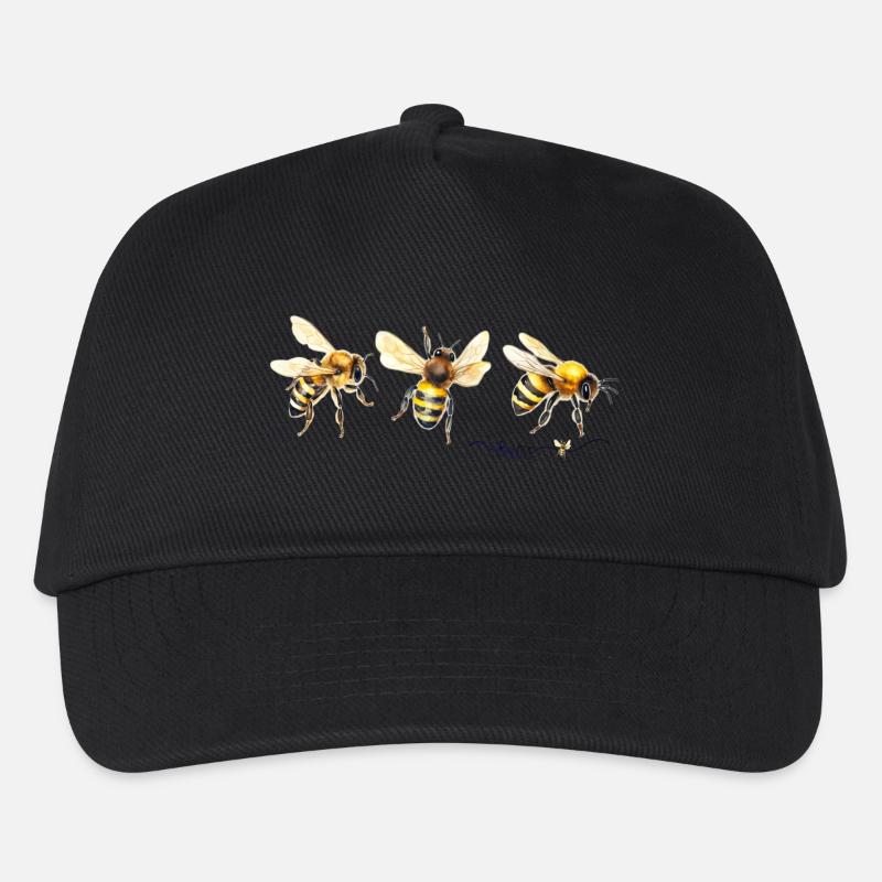 Wasserfarbene Honigbienen Trio - Kinder Basecap - Schwarz